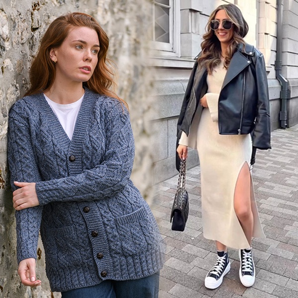 Smart layering technique for winter Christmas outfits with cardigan and coat styling