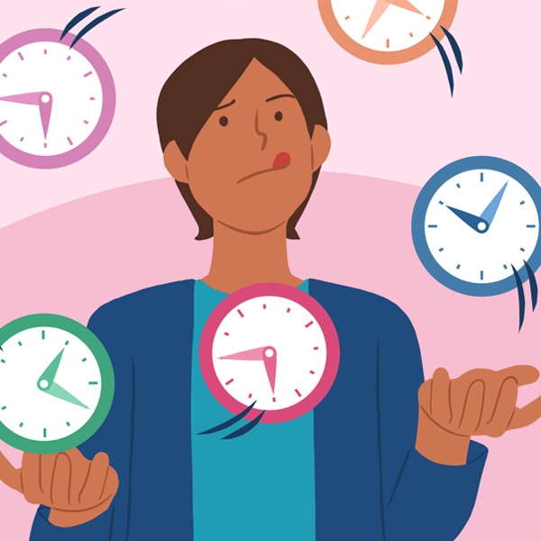 Designer using Pomodoro timer technique with 25-minute focused work sessions to beat creative block