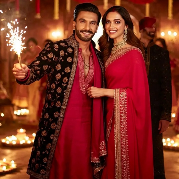 Deepika Padukone in rich red silk saree - Bollywood Diwali fashion inspiration Deepika Padukone in rich red silk saree - Bollywood Diwali fashion inspiration
