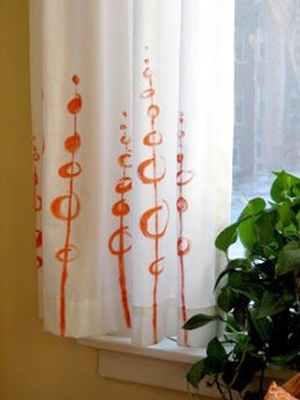 Fabric Painted Window Curtains Fabric Painted Window Curtains