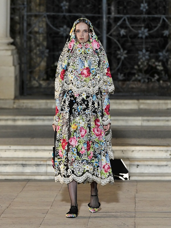 Dolce and Gabbana signature Dramatic Sicilian Floral Print dress from runway collection