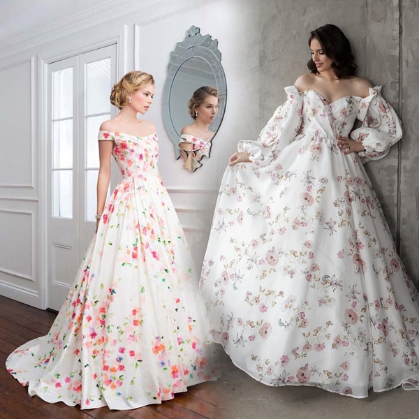 Elegant floral print silk maxi dress perfect for wedding guest attire with metallic accessories