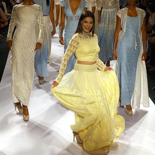 Dia Mirza mixes Indian embroidery with contemporary silhouettes