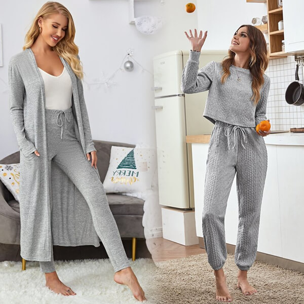 Women's lounge wear for home comfort including soft pyjamas loose t-shirts track pants and fleece nightsuits for relaxing and working from home