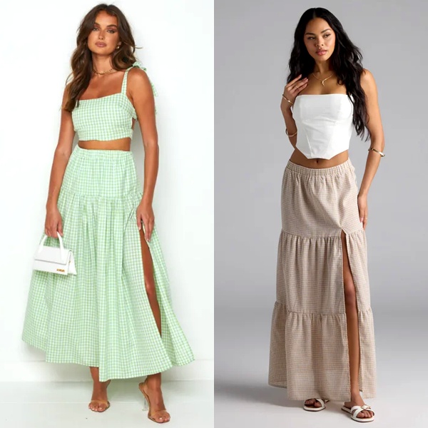 How to Wear Gingham Maxi Skirts All Year Round