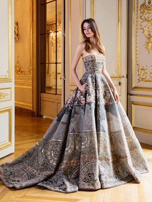 Voluminous Dark Patterned Gown Voluminous Dark Patterned Gown