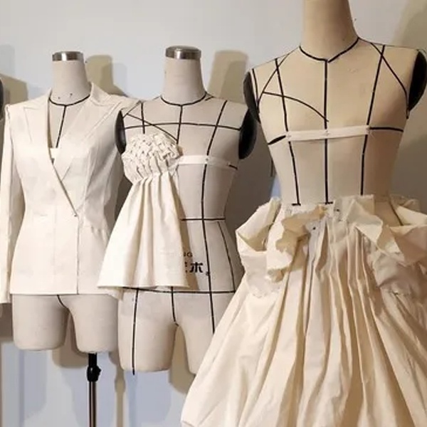 Different pattern making techniques including drafting, draping and flat pattern methods for fashion design