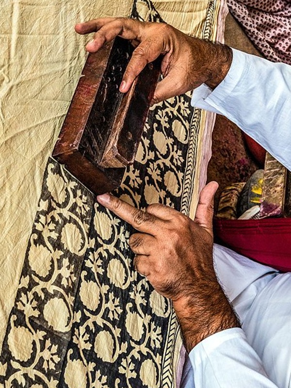 Bagh print fabric from Madhya Pradesh created with hand-carved blocks and natural dyes