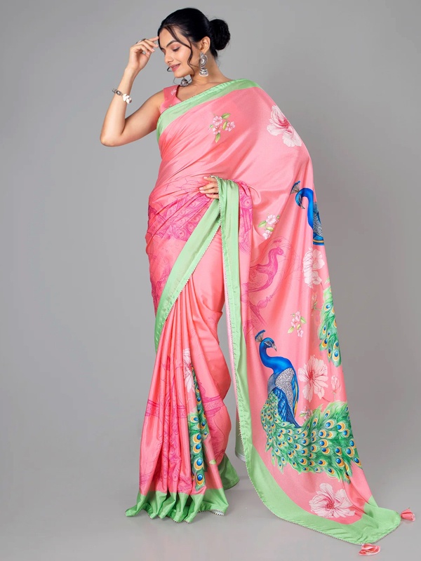 Peacock motif on Banarasi brocade saree showcasing beauty grace and royalty