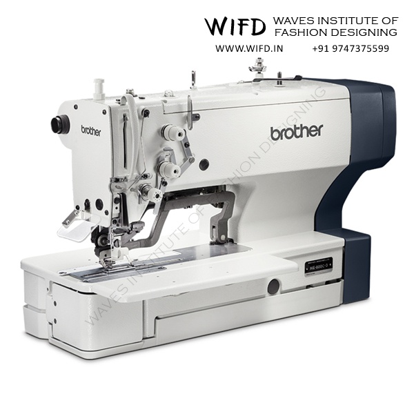 Industrial buttonhole sewing machine for creating precise buttonholes with finished edges in garment manufacturing
