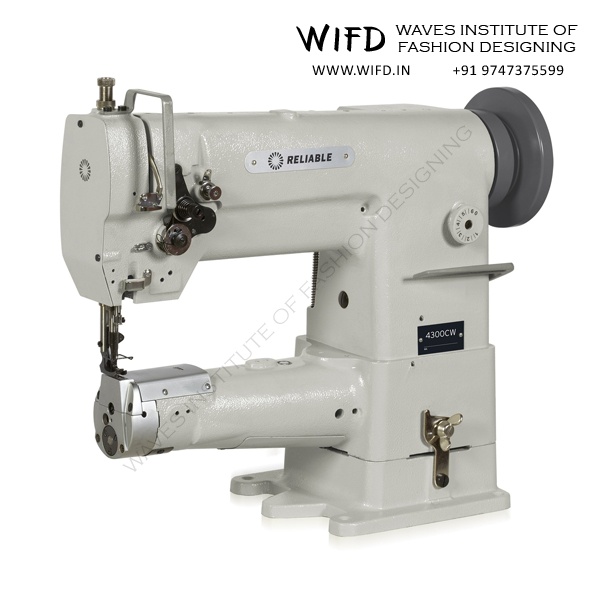 Cylinder bed industrial sewing machine with narrow cylindrical work surface for sewing sleeves, cuffs and small circumference garment items