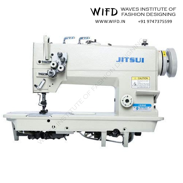 Industrial double needle lockstitch machine for sewing parallel lines simultaneously to reduce production time