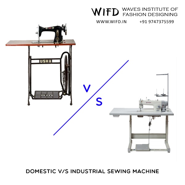 Comparison chart showing key differences between industrial and domestic sewing machines including build quality, speed, power, and durability features