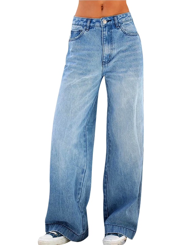 Boyfriend jeans with relaxed oversized fit and dropped crotch for casual comfort