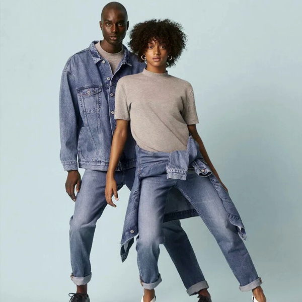 Gender-neutral unisex jeans with wide leg and relaxed fit for all bodies