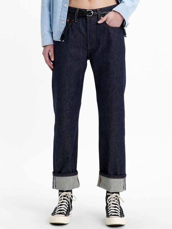 Selvedge denim from shuttle looms with clean self-finished edge for durability