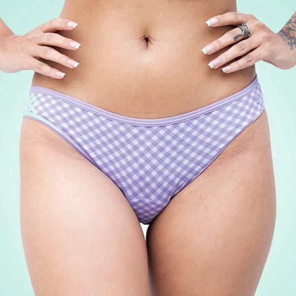 Low-rise bikini panties with lightweight design sitting below waist for comfortable everyday fit