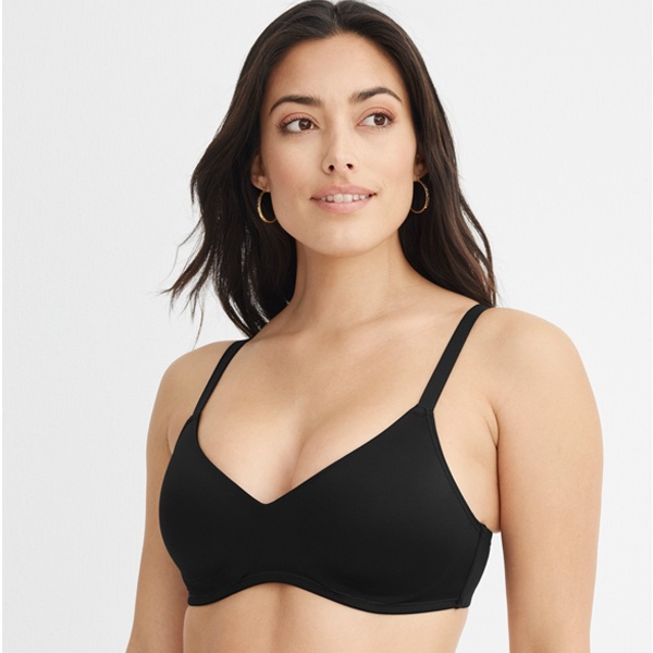 Seamless microfiber bra lying flat under clothing with weightless smooth finish - perfect for T-shirts