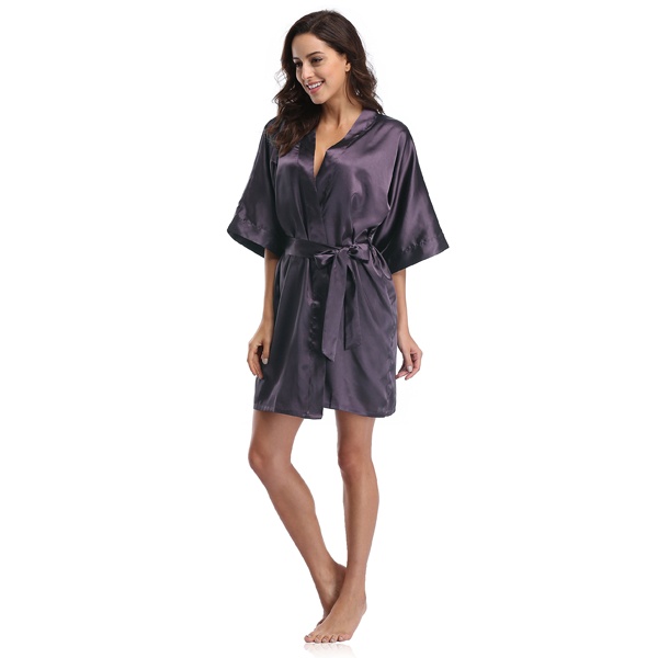 Satin robe with luxurious sheen and gentle drape - elegant layer over nightwear for bedtime routine
