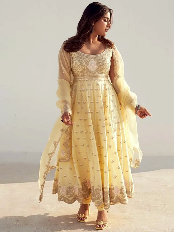 Versatile ankle-length Anarkali tunic for office-to-wedding transition styling