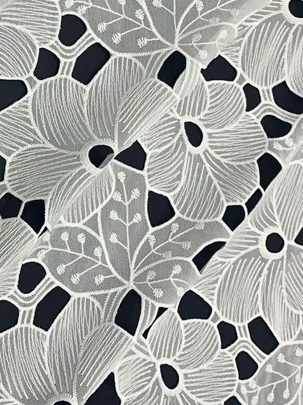 Laser cutting and 3D printing technology creating intricate embroidery patterns on lightweight fabrics