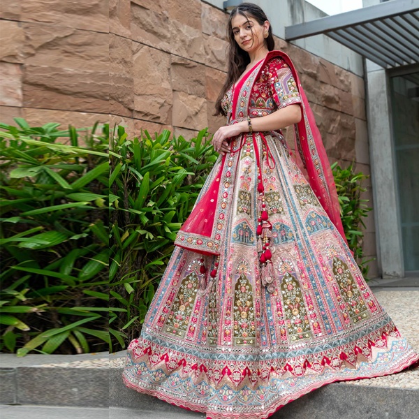 Colorful Chaniya Choli for Navratri - Traditional Flared Skirt with Fitted Blouse and Dupatta for Garba Dance