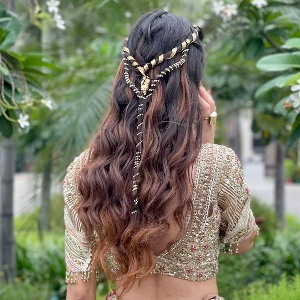 Navratri Hairstyles for Garba - High Ponytail and Braids with Colorful Parandi Tassels