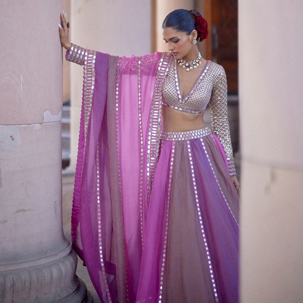 Mirror and Sequin Work Navratri Dress - Heavily Embellished Outfit with Traditional Gujarati Craft for Garba