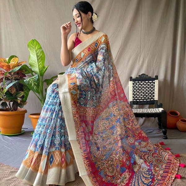 Lightweight Saree for Navratri Garba - Georgette and Chiffon Drapes with Traditional Borders for Easy Movement