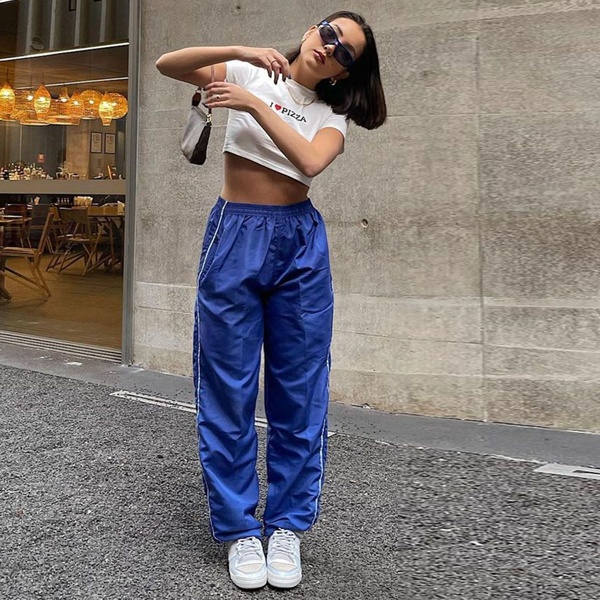 Campus-friendly parachute trousers styled for lectures, cafeteria hangouts and college events showing versatile dressing options for students