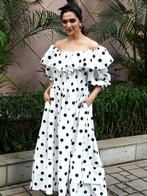 Deepika's Polka Dot Dress with Flair Deepika's Polka Dot Dress with Flair