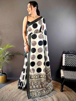 Silk Saree with Playful Dots Silk Saree with Playful Dots