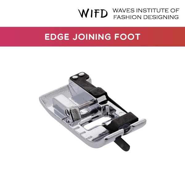 Edge joining or ditch foot for sewing fabric edges together side by side with decorative stitches