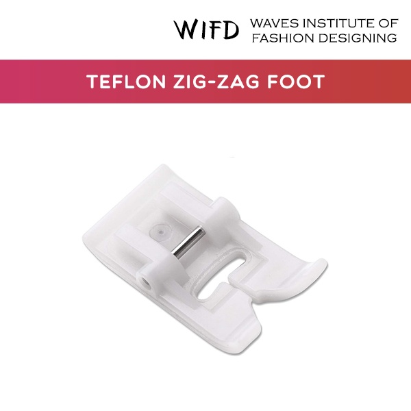 Teflon coated zigzag presser foot for sewing leather, vinyl and plastic without sticking