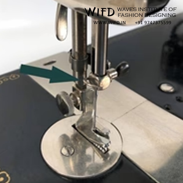 Needle bar holding and moving needle up and down with clamp screw