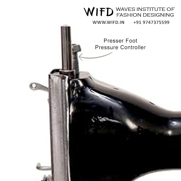 Presser foot pressure controller adjusting fabric feeding pressure