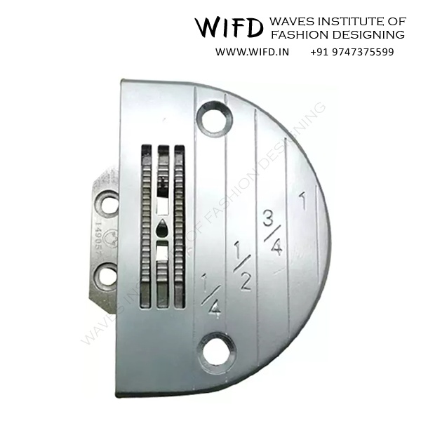 Throat plate or needle plate with hole and seam allowance guide markings
