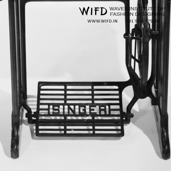 Treadle foot pedal at base controlling stitching speed in treadle machines