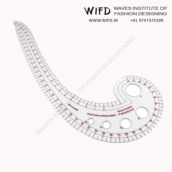 French curve transparent plastic ruler for drawing smooth necklines, armholes and sleeve caps in pattern making