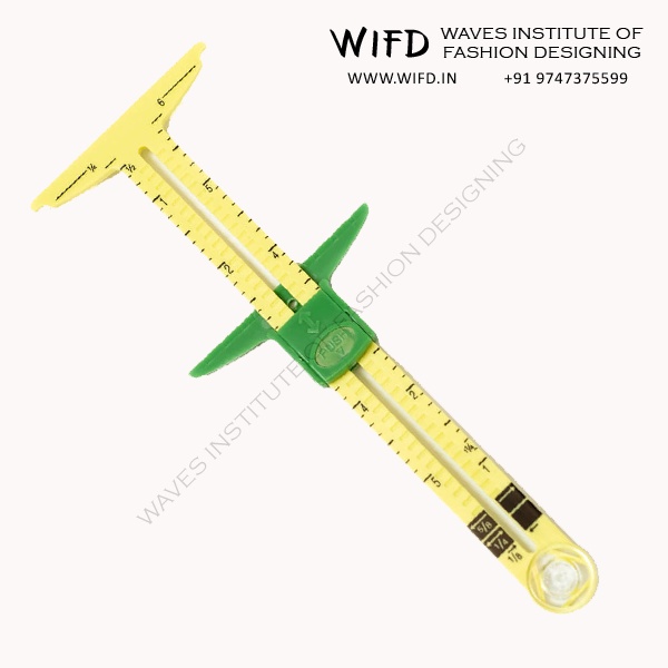 Hem gauge small measuring tool with adjustable markers for folding fabric to exact heights for hems and pleats