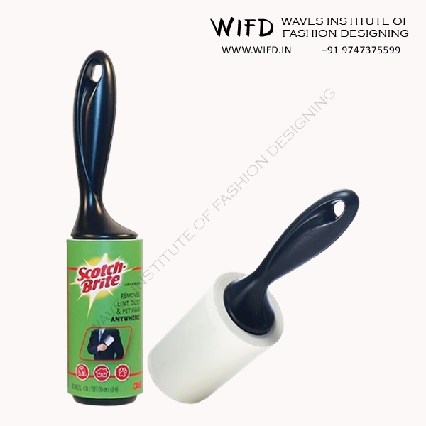 Lint roller with adhesive paper for removing lint, threads and small fibers from finished garments