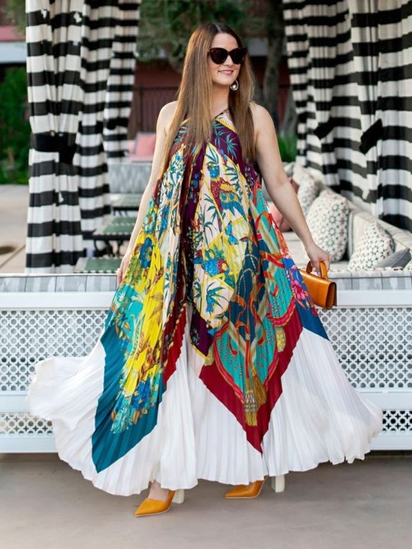 Multicolor Printed Halter Maxi Dress - Bold Spring 2026 Statement Outfit