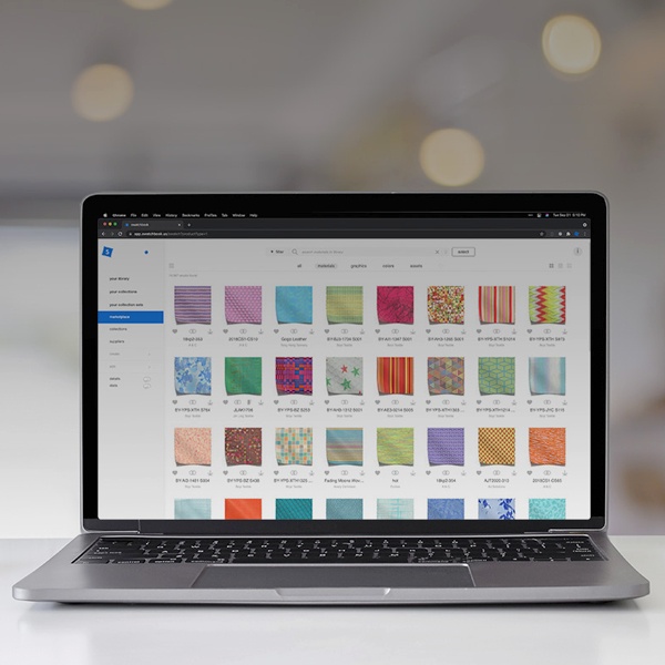 Modern swatch book with QR codes and digital integration linking physical fabric samples to online supplier information Modern swatch book with QR codes and digital integration linking physical fabric samples to online supplier information
