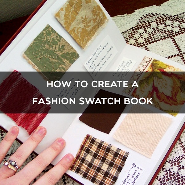 Professional fashion designer creating a swatch book with fabric samples, scissors, and organized materials on a workspace Professional fashion designer creating a swatch book with fabric samples, scissors, and organized materials on a workspace