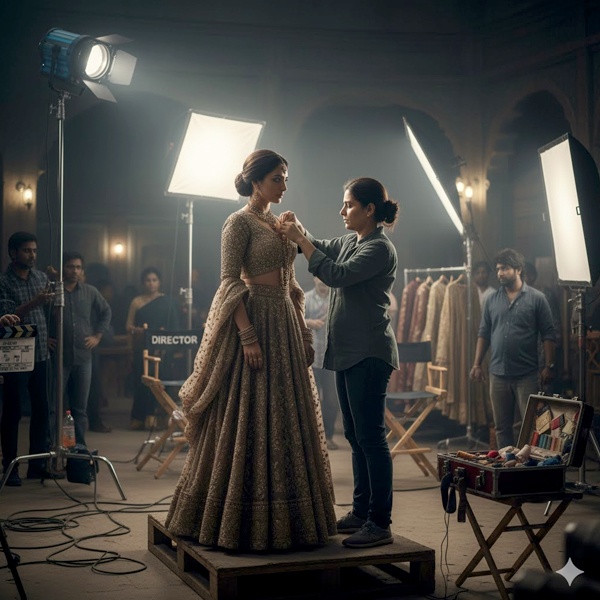 Costume designer creating character-specific wardrobe for Bollywood film and streaming platform production