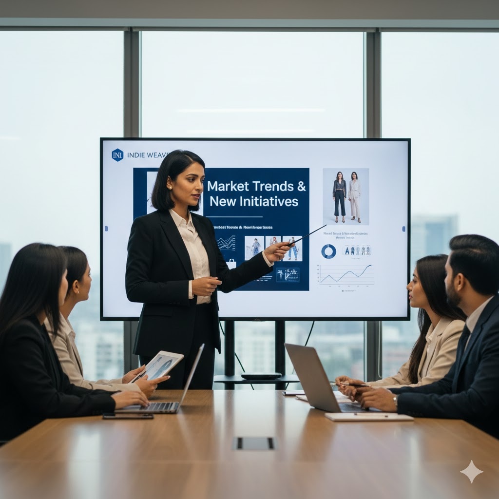 Fashion product manager analyzing market trends and planning seasonal collections for retail brands