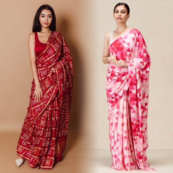 Fusion Valentine's Day fashion combining Indian traditional and Western modern style elements