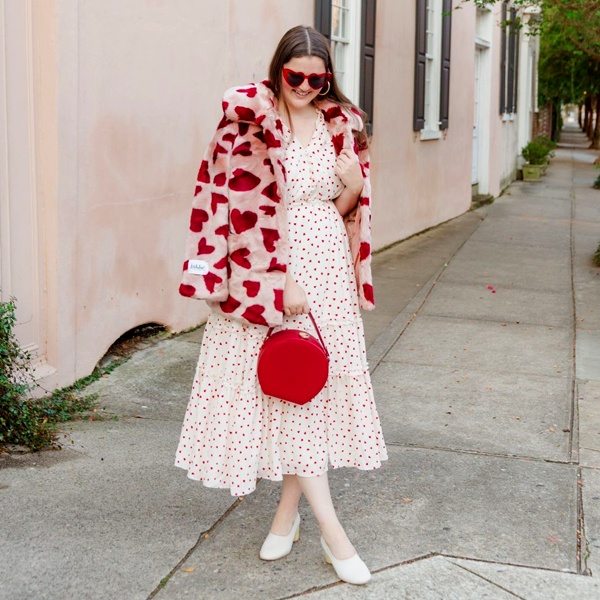Valentine's Day outfit layering techniques with jacket and shawl for February weather conditions
