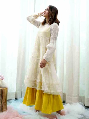 Woven Cotton Dress with Delicate Pleats Woven Cotton Dress with Delicate Pleats