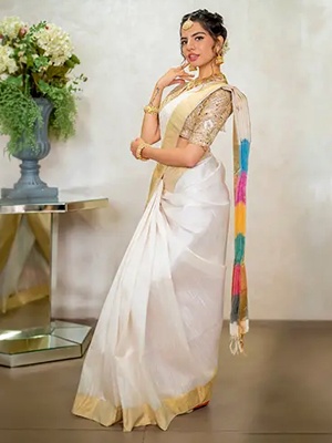 Kerala Saree with a Pop of Colors Kerala Saree with a Pop of Colors